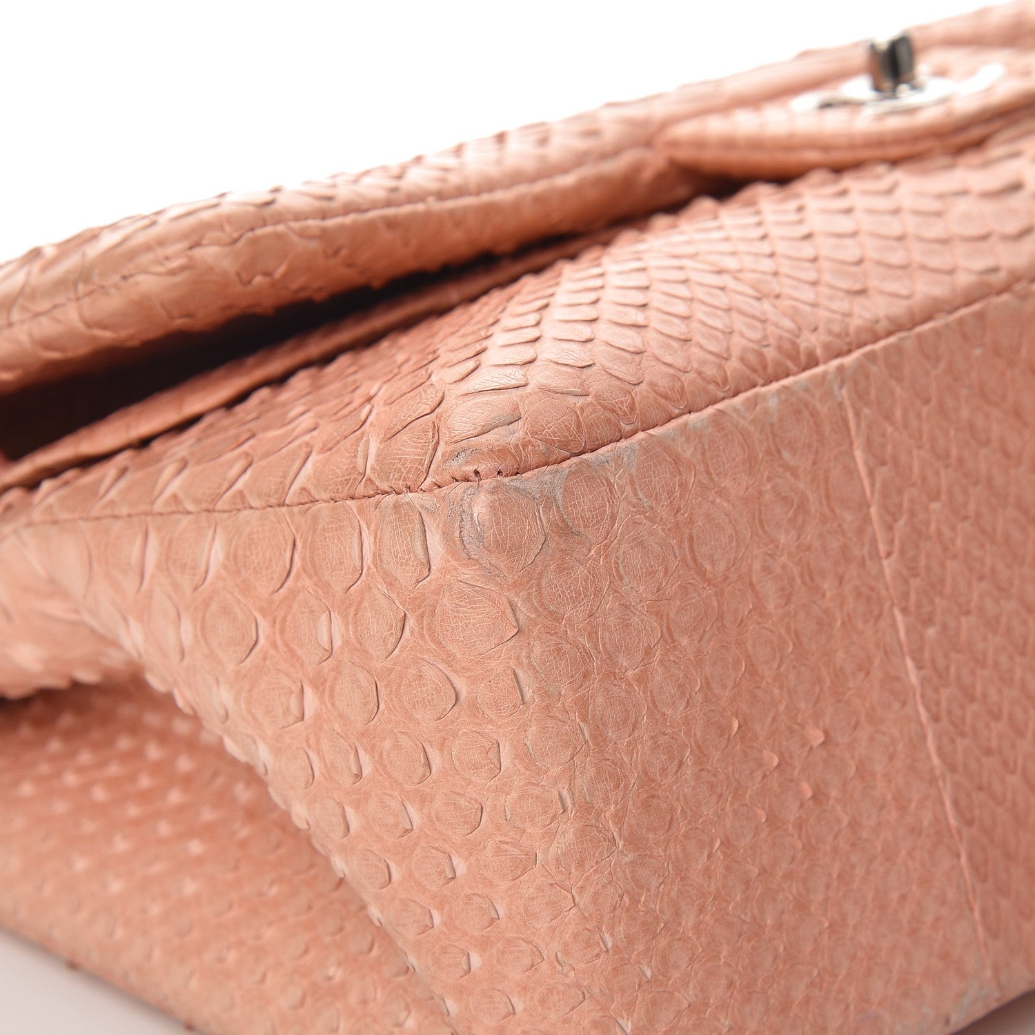 Chanel Python Jumbo Double Flap Pink 14 of 14