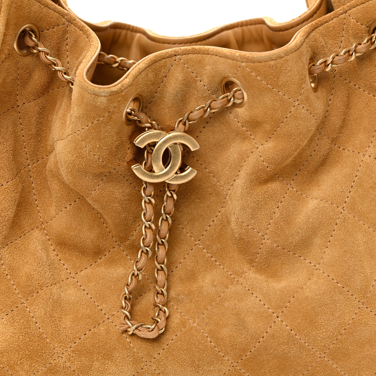 Chanel Suede Quilted Small Chanel 25 Handbag Beige 8 of 10
