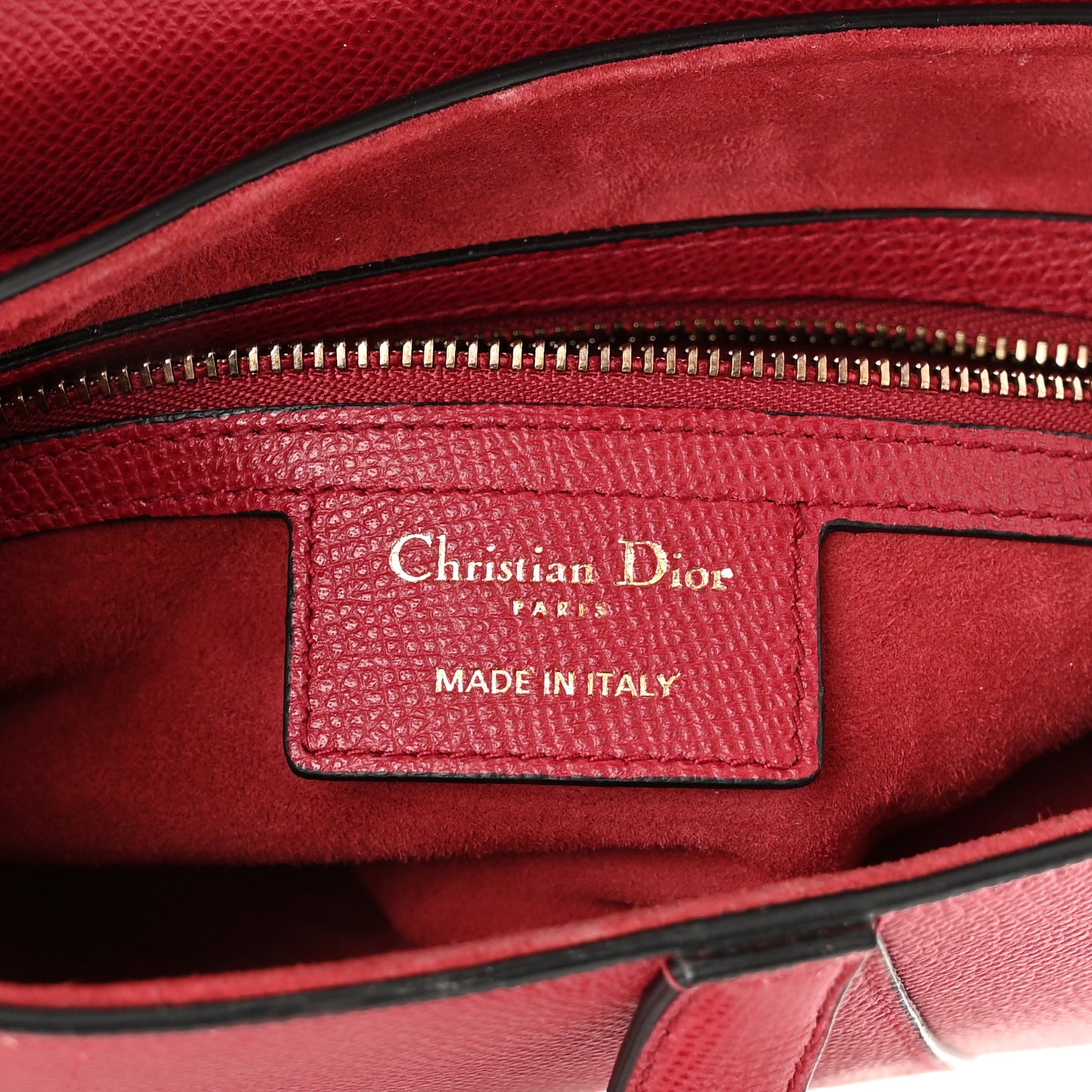Grained Calfskin Saddle Bag Red