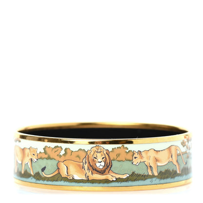 Hermes Enamel Printed Pride of Lions Wide Bracelet 70 1 of 4