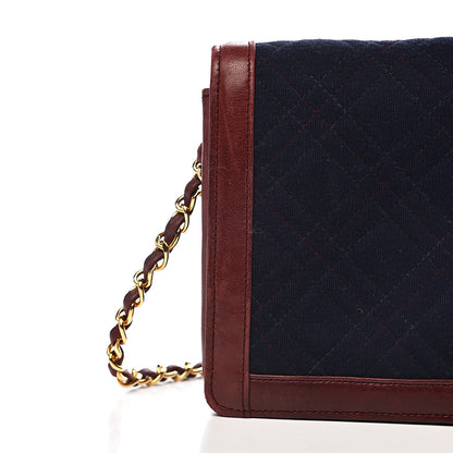 Chanel Jersey Lambskin Quilted Single Flap Dark Red Blue 16 of 18