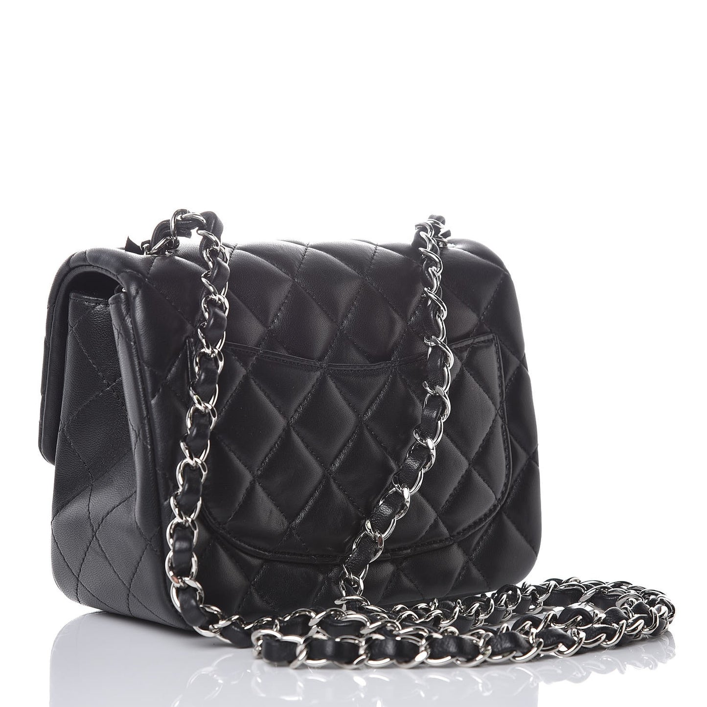 Lambskin Quilted Mini Square Flap Black