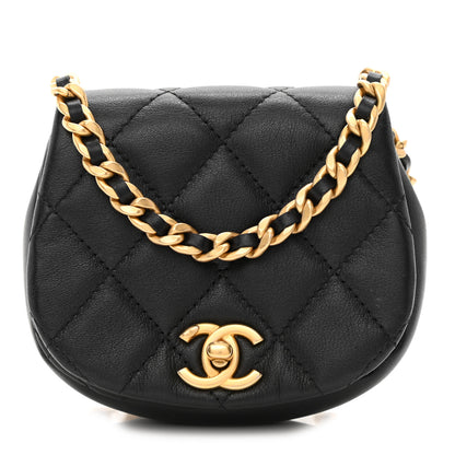 Chanel Calfskin Quilted Mini Coco Mail Clutch with Chain Black 1 of 12