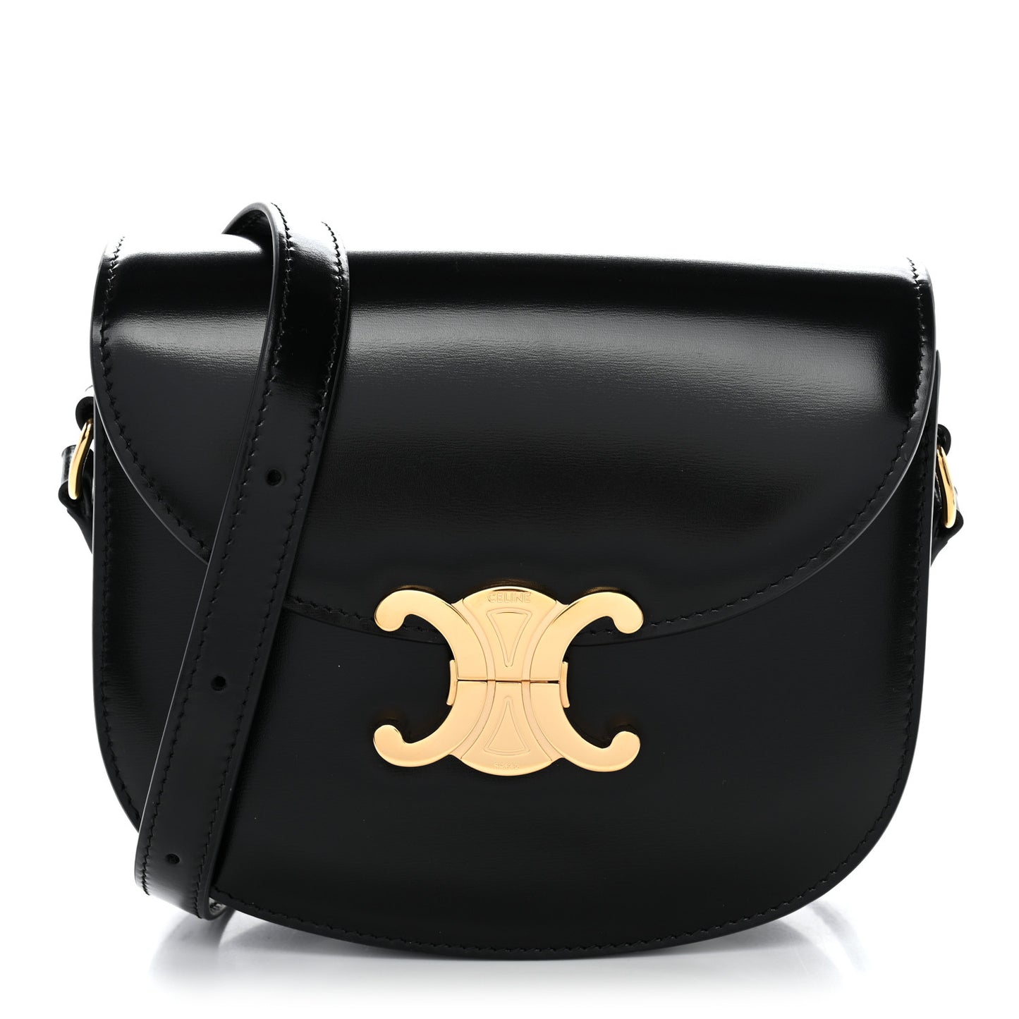 Shiny Calfskin Besace Clea Triomphe Black