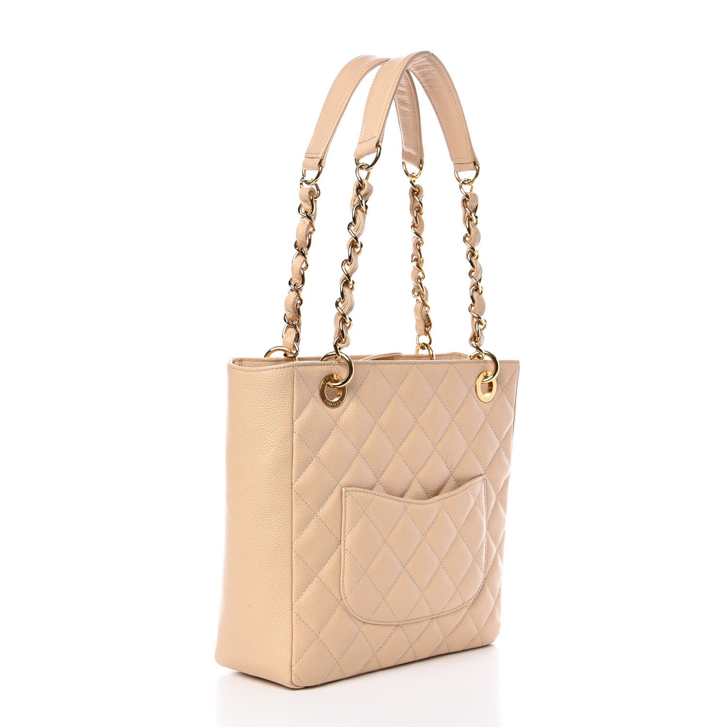 Chanel Caviar Quilted Petit Shopping Tote PST Beige 3 of 11