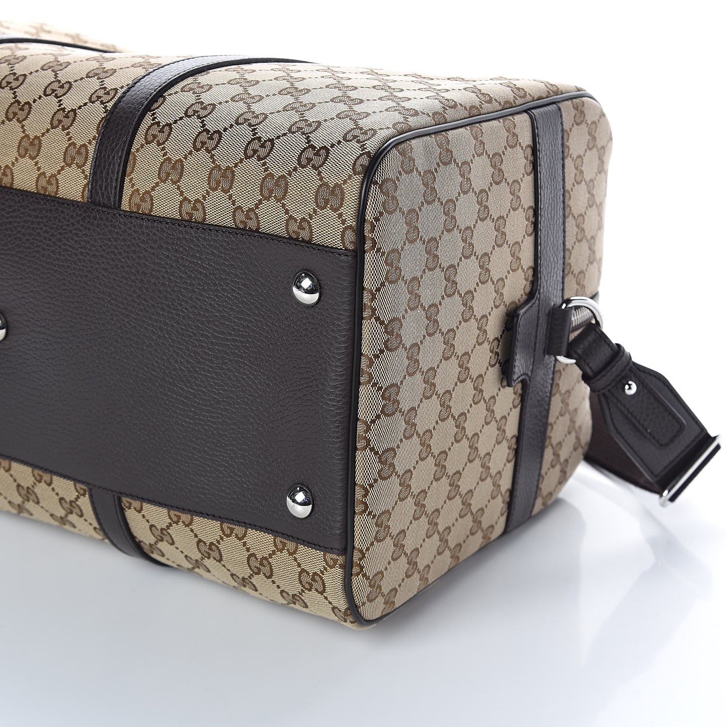 Gucci Monogram Dollar Calfskin Boston Duffle Bag Beige Ebony Testa di Moro Marrone Scuro 10 of 10