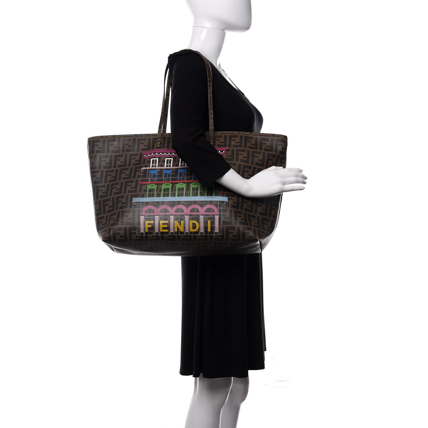 Fendi Zucca Spalmati Print Large Roll Tote Tobacco Multicolor 2 of 22