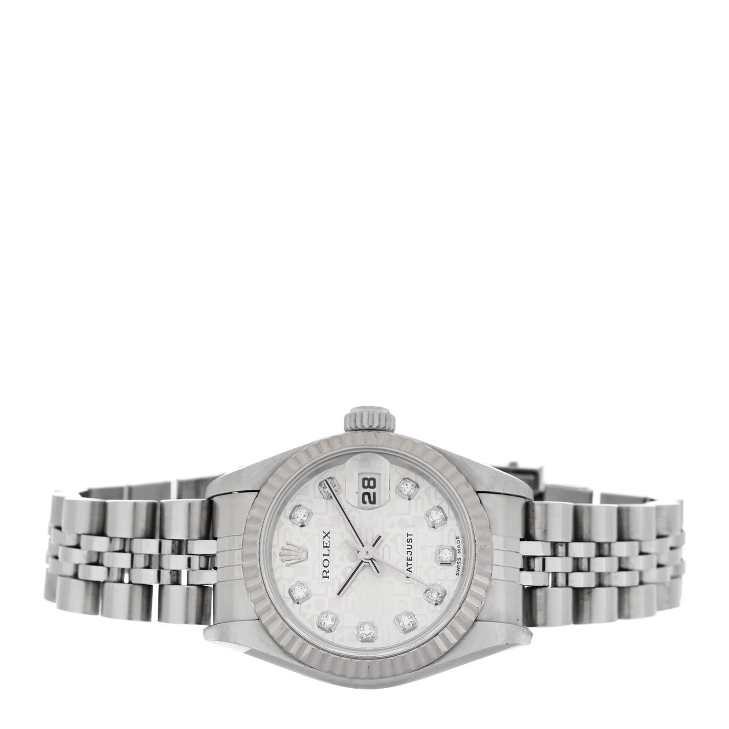 Stainless Steel 18K White Gold Diamond 26mm Oyster Perpetual Datejust Watch Silver Jubilee 79174