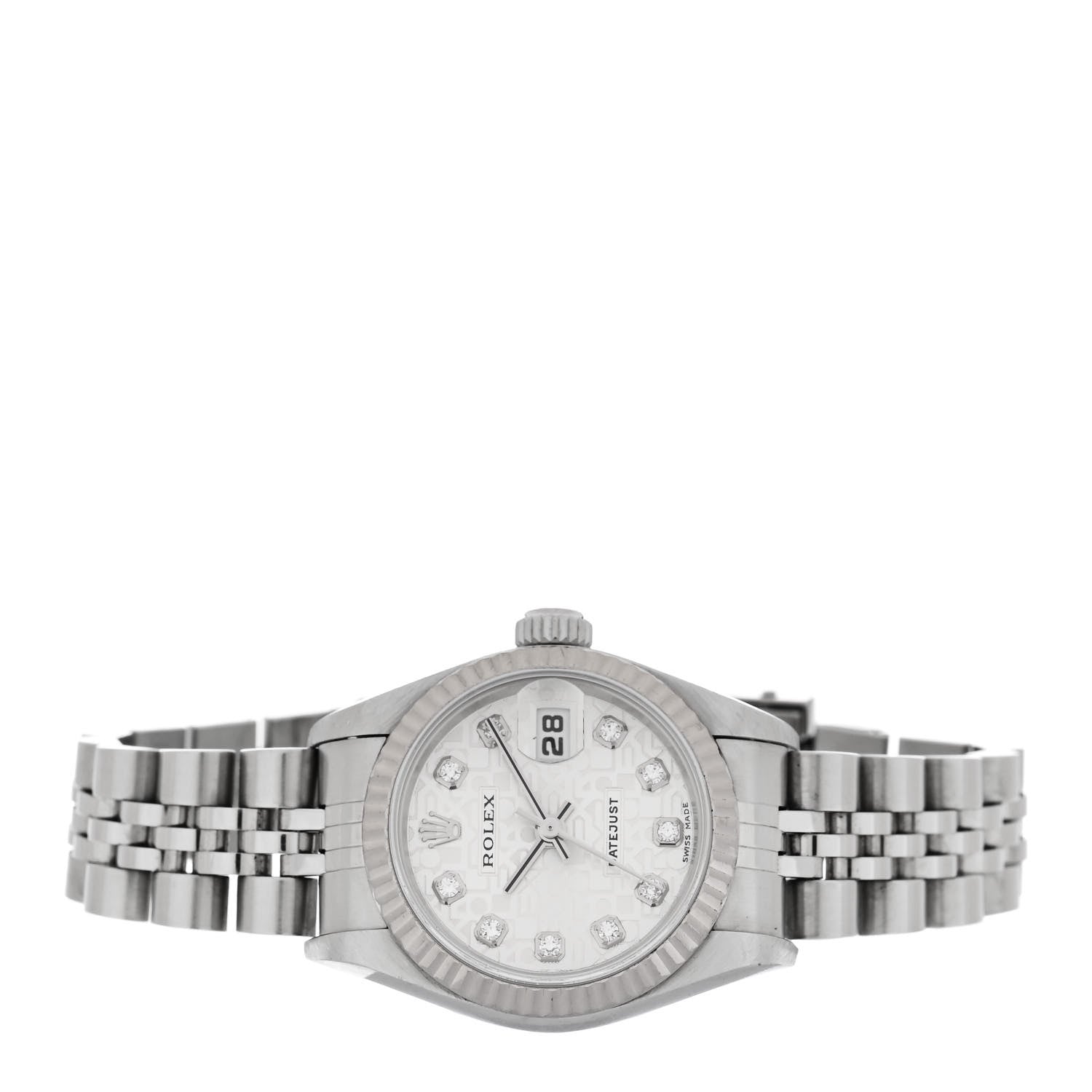 Rolex Stainless Steel 18K White Gold Diamond 26mm Oyster Perpetual Datejust Watch Silver Jubilee 79174 2 of 4