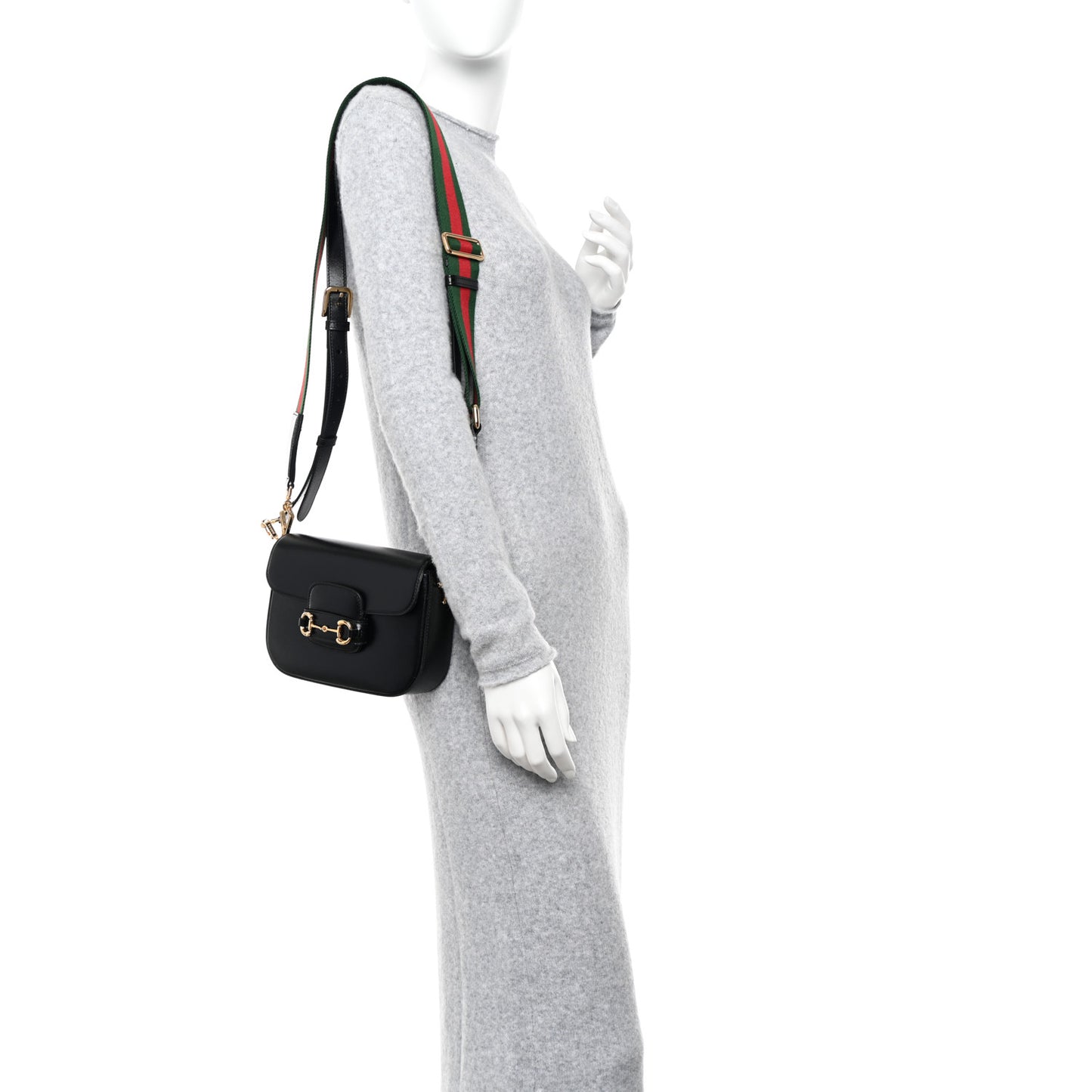 Azalea Calfskin Web Mini Horsebit 1955 Shoulder Bag Black
