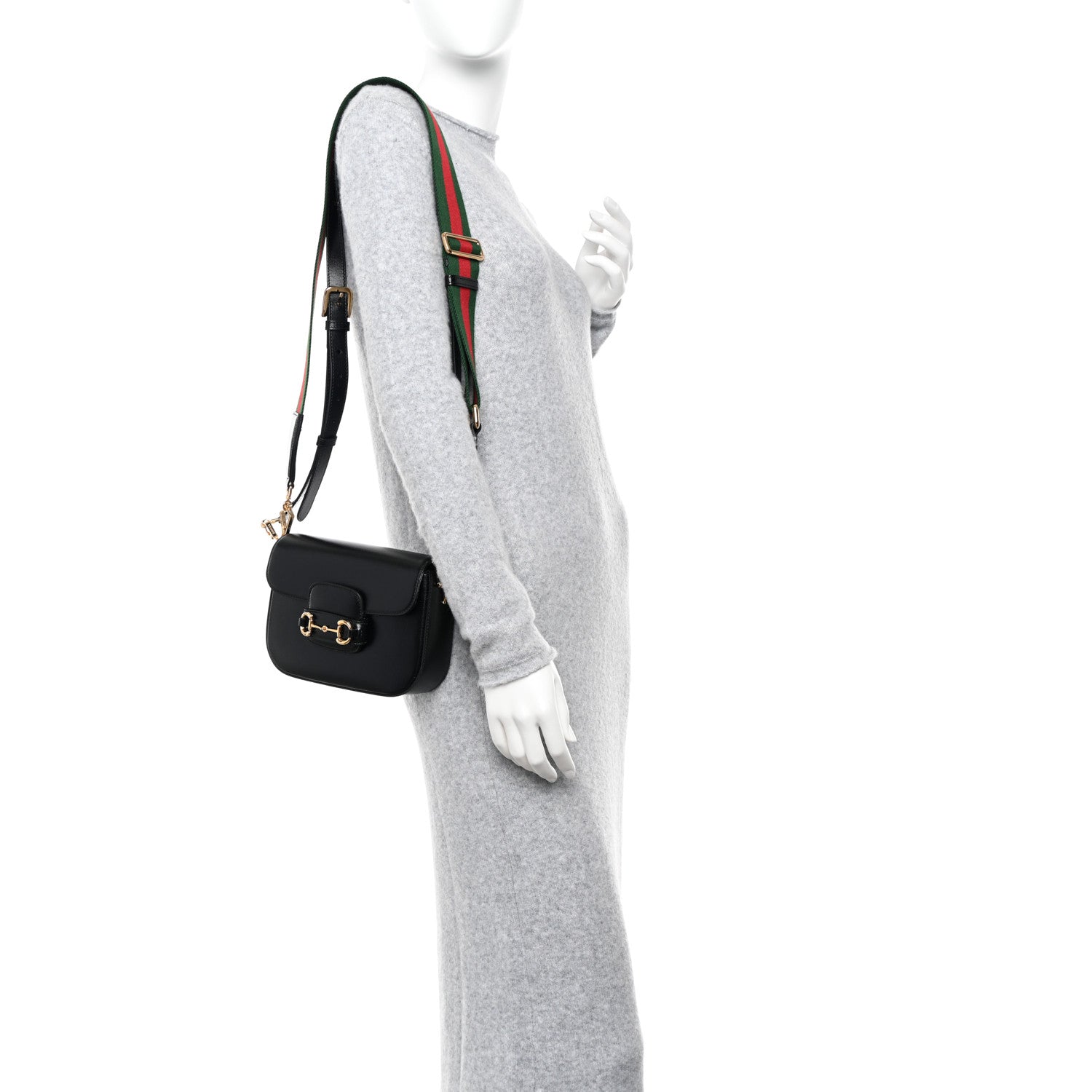 Gucci Azalea Calfskin Web Mini Horsebit 1955 Shoulder Bag Black 2 of 11