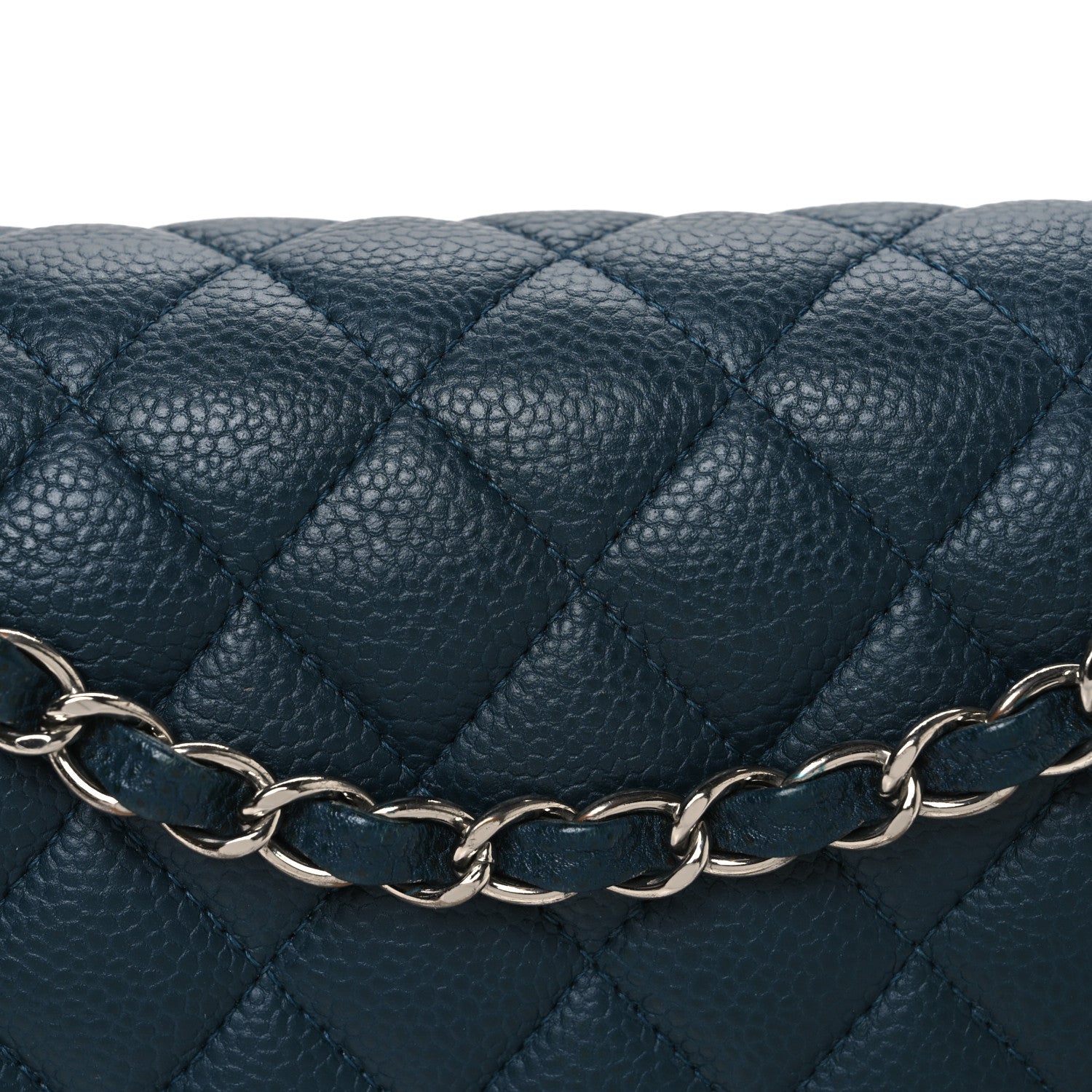 Chanel Caviar Quilted Medium Double Flap Dark Blue 8 of 10