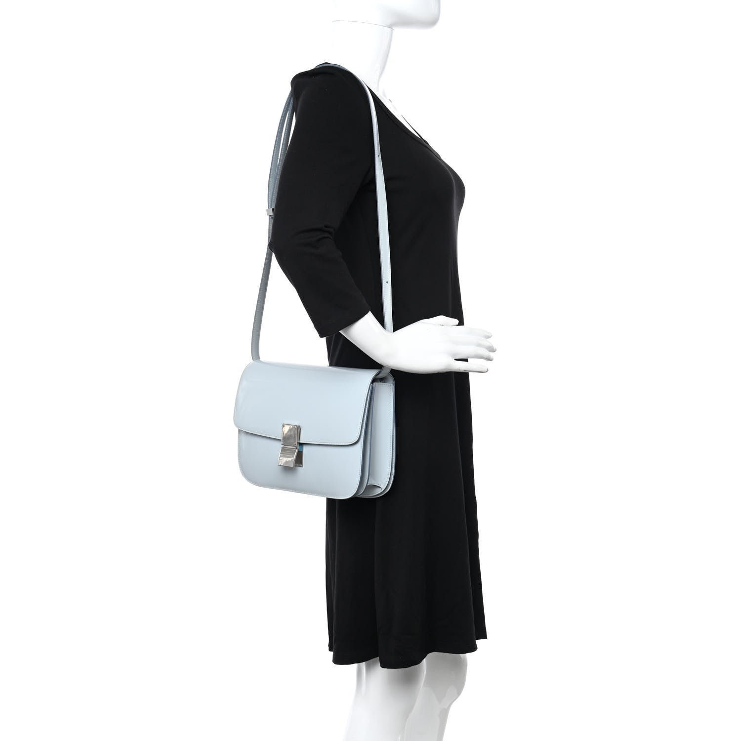 Celine Spazzolato Calfskin Medium Classic Box Flap Bag Glacier 2 of 12