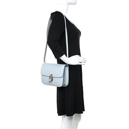 Celine Spazzolato Calfskin Medium Classic Box Flap Bag Glacier 2 of 12