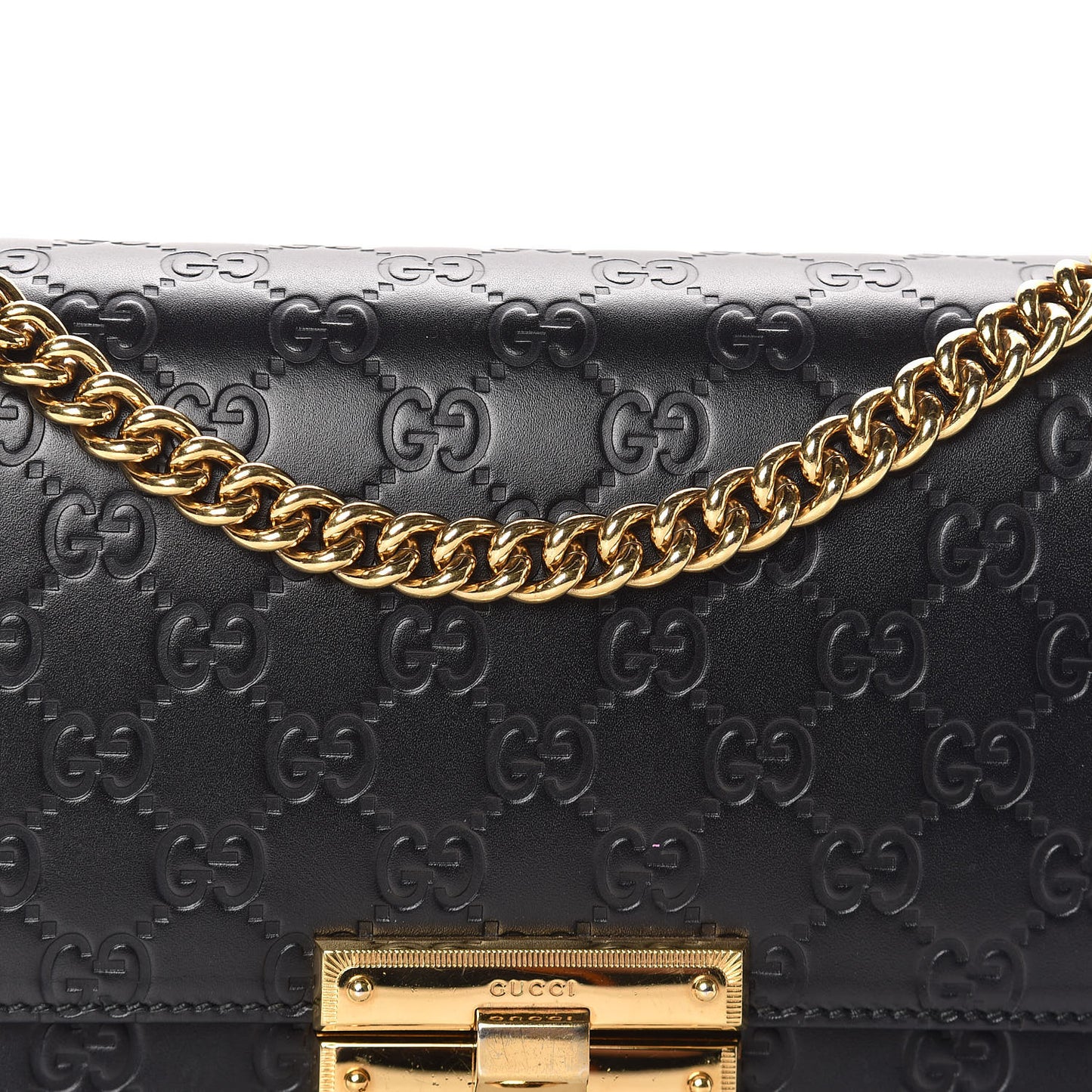 Guccissima Medium Padlock Shoulder Bag Black