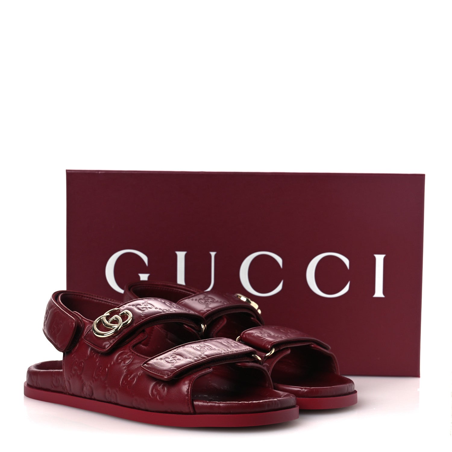 Gucci Guccissima GG Embossed Womens Sandals 40 Rosso Ancora 12 of 12