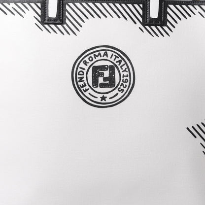 Fendi X JOSHUA VIDES Coated Canvas Stamp Patch Shopping Tote White Black 7 of 9