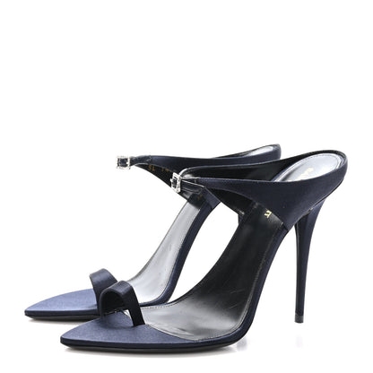 Saint Laurent Crepe Satin Dive Mule Sandals 40 Patriot Navy 3 of 9