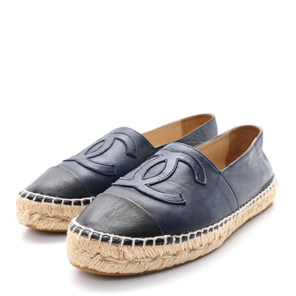 Chanel Lambskin CC Espadrilles 36 Navy Black 4 of 9