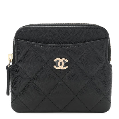 Chanel Caviar Quilted Zip Card Holder Wallet Black 1 of 8