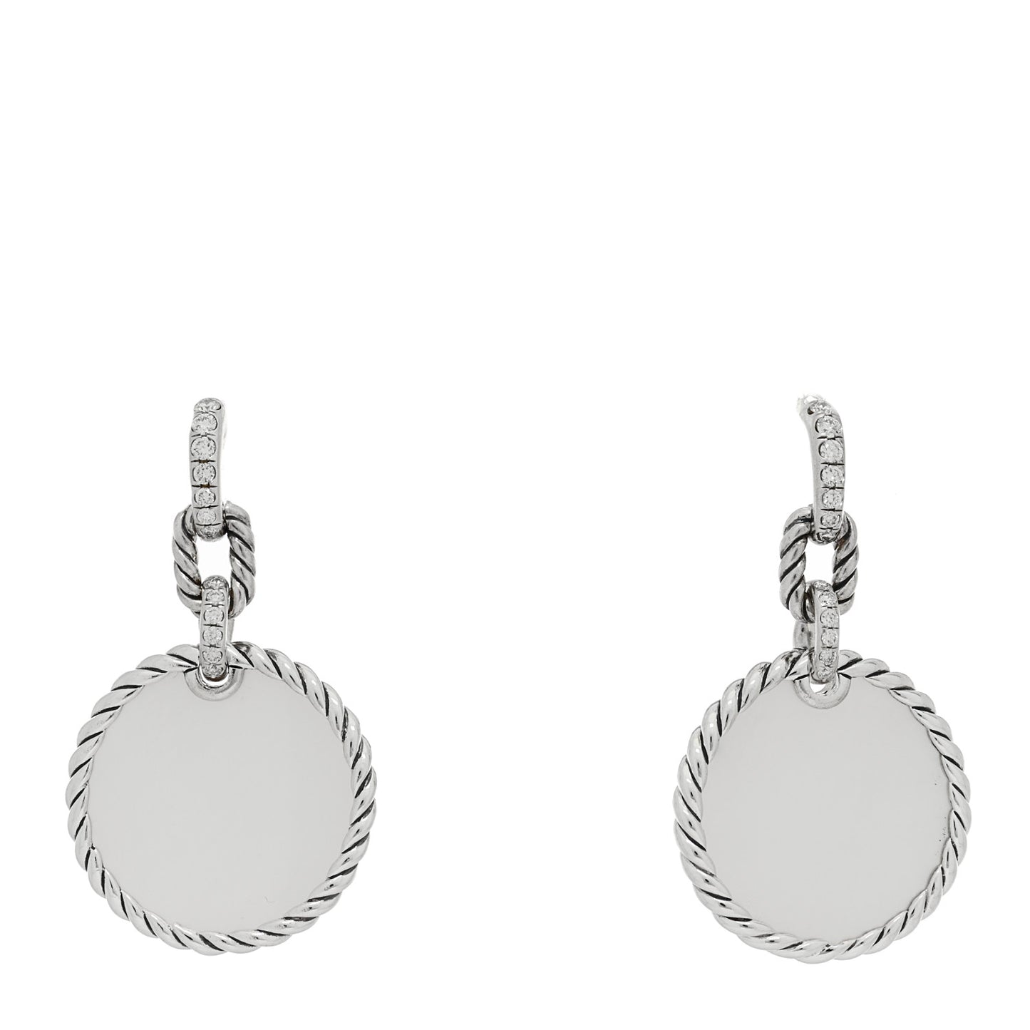 Sterling Silver Diamond Mother of Pearl Elements Drop Earrings