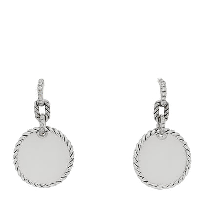 David Yurman Sterling Silver Diamond Mother of Pearl Elements Drop Earrings 1 of 3