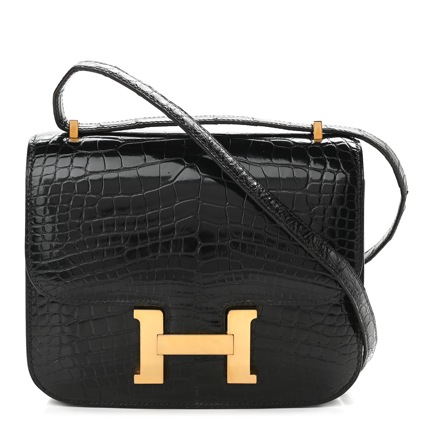 Shiny Alligator Constance 18 Black