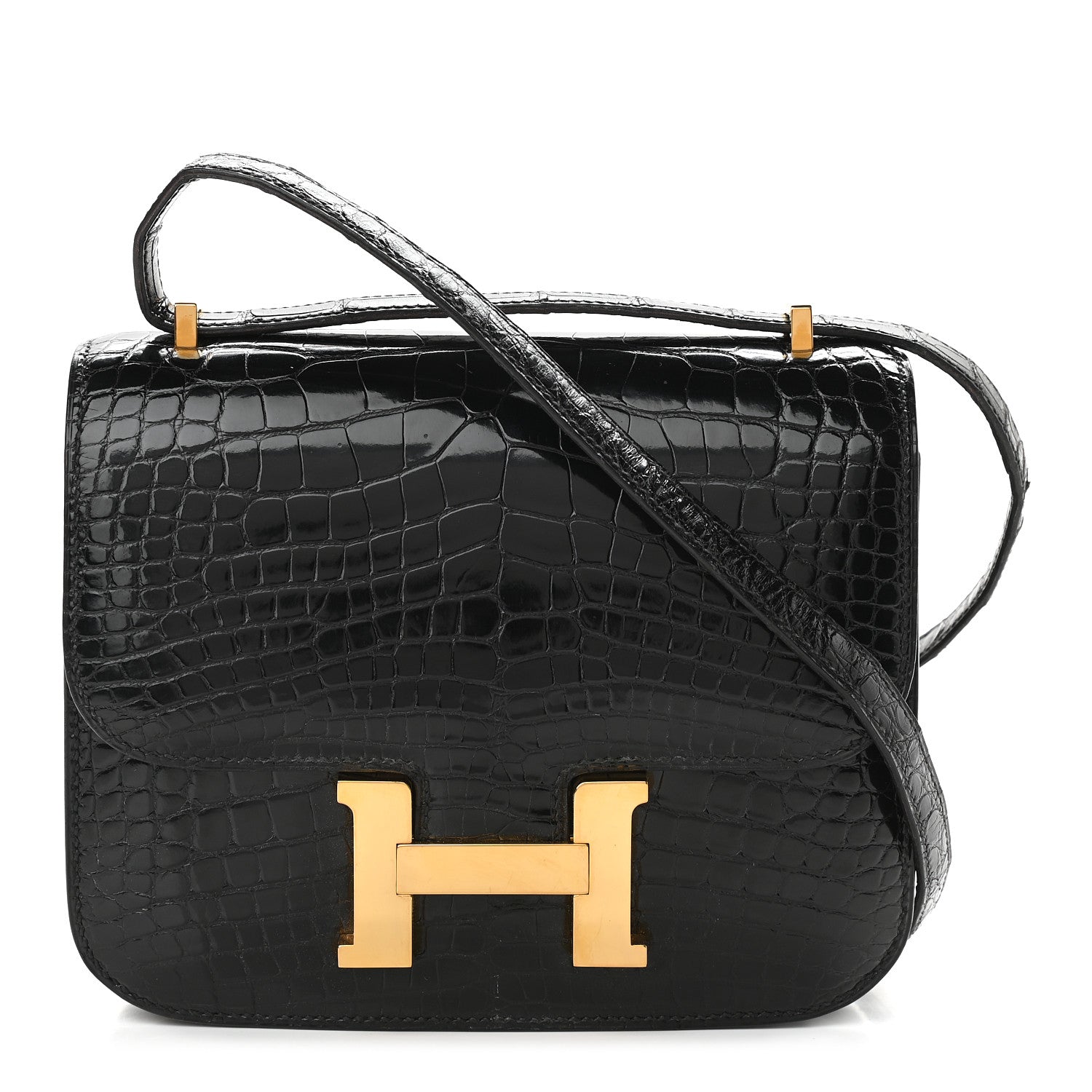 Hermes Shiny Alligator Constance 18 Black 1 of 12
