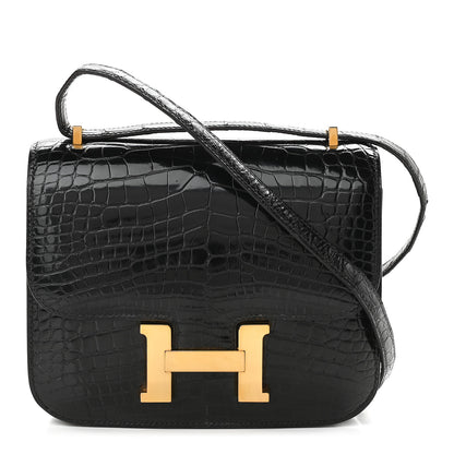 Hermes Shiny Alligator Constance 18 Black 1 of 12