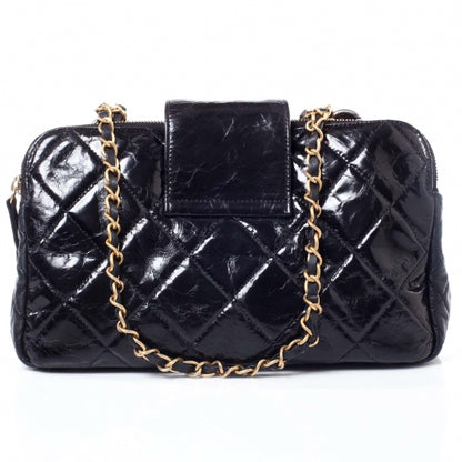 Chanel Glazed Calfskin Mademoiselle Zip Shopping Tote Black 4 of 10
