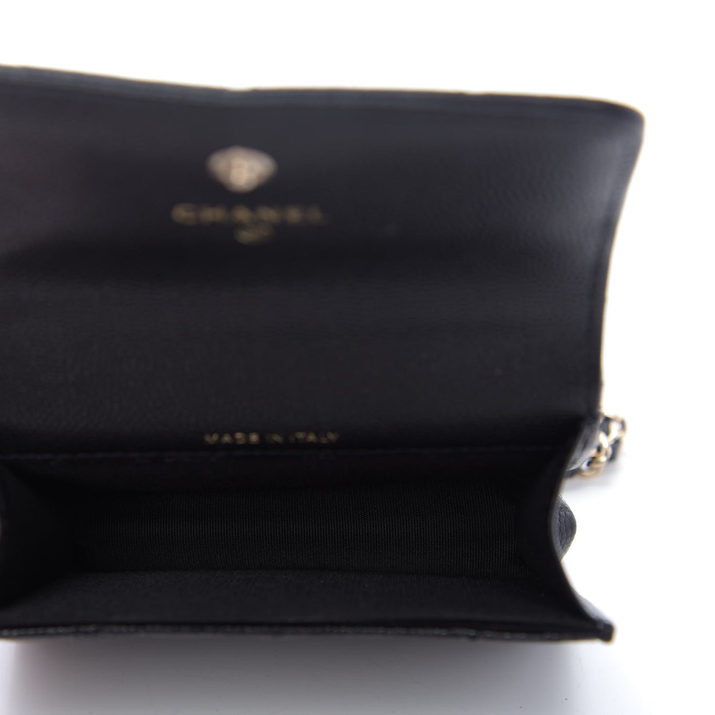 Caviar Quilted Mini Pearl On Top Coin Purse With Chain Black