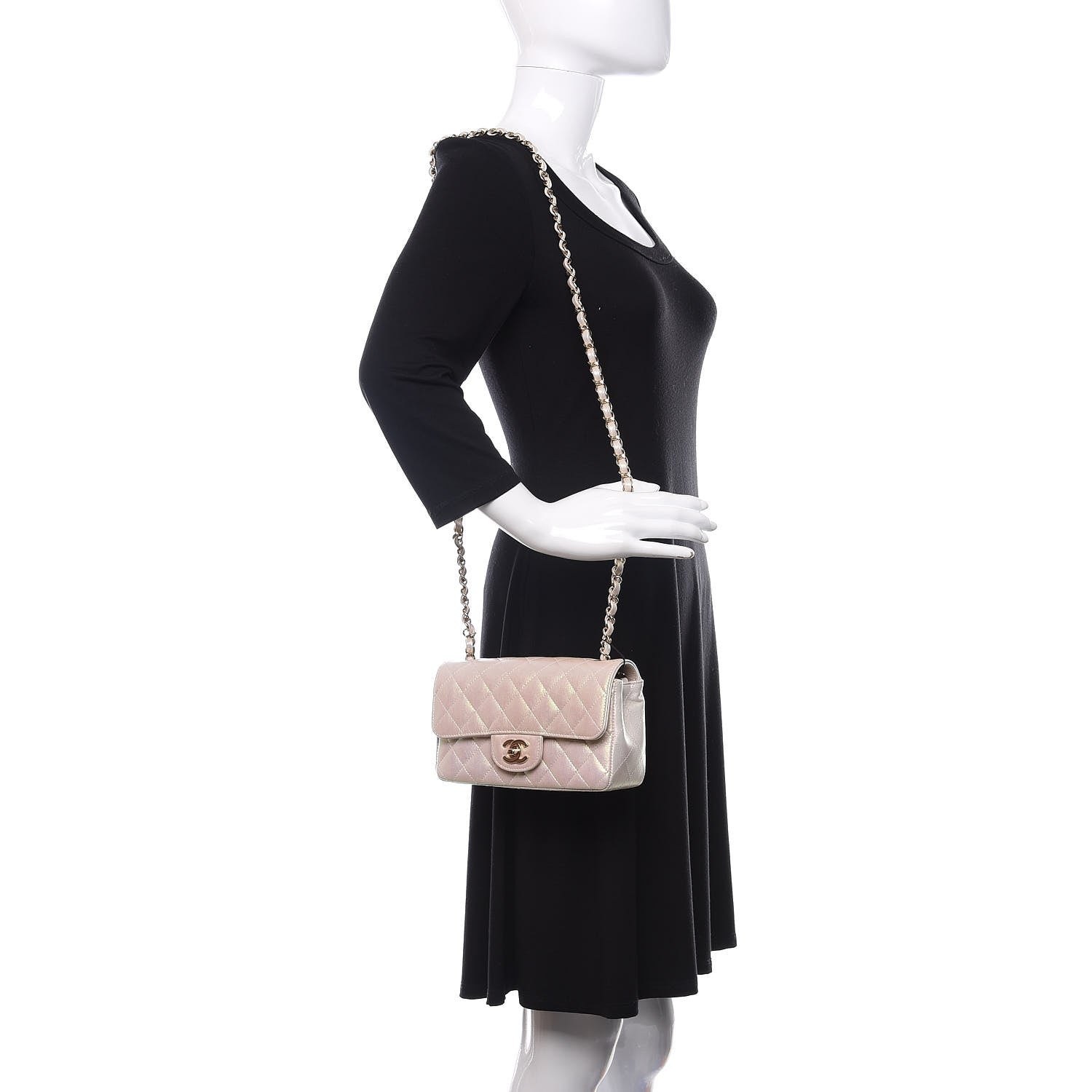 Chanel Iridescent Lambskin Quilted Mini Rectangular Flap Ivory 2 of 11