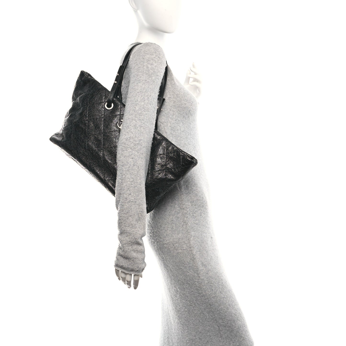 Glazed Calfskin Large On The Road Tote Black
