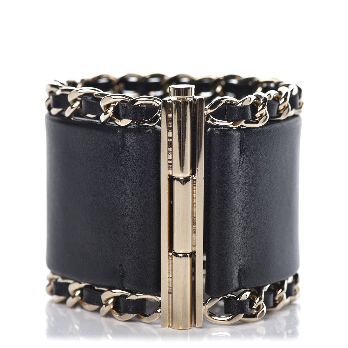 Calfskin CC Chain Bracelet M Black
