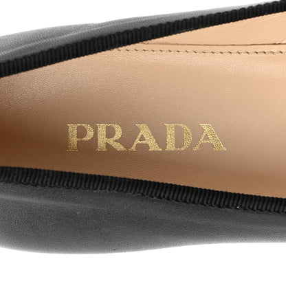 Prada Nappa Vernice Cap Toe Logo Bow Ballerina Flats 38.5 Black 7 of 12