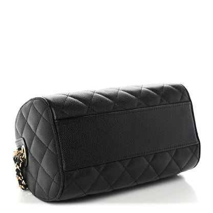 Chanel Caviar Quilted Barrel Clutch With Chain Black 4 of 11