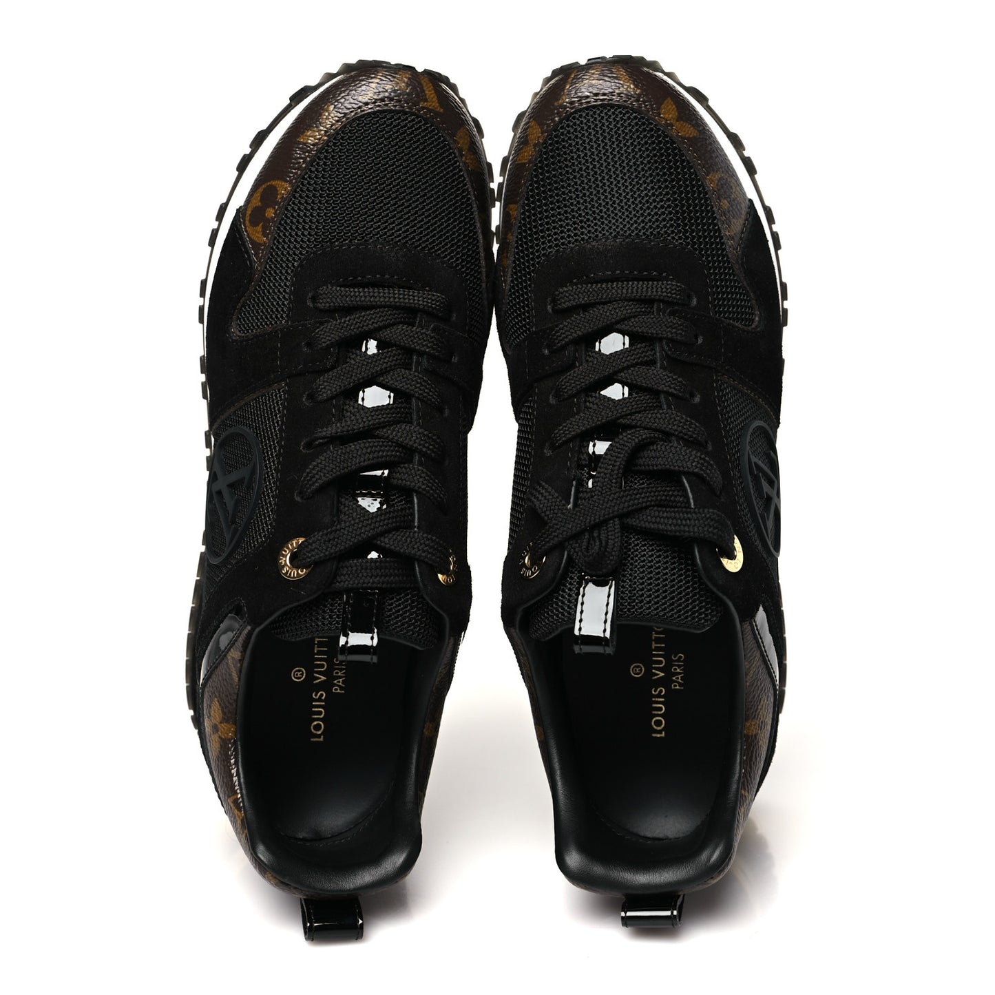 Suede Monogram Run Away Sneakers 36 Black