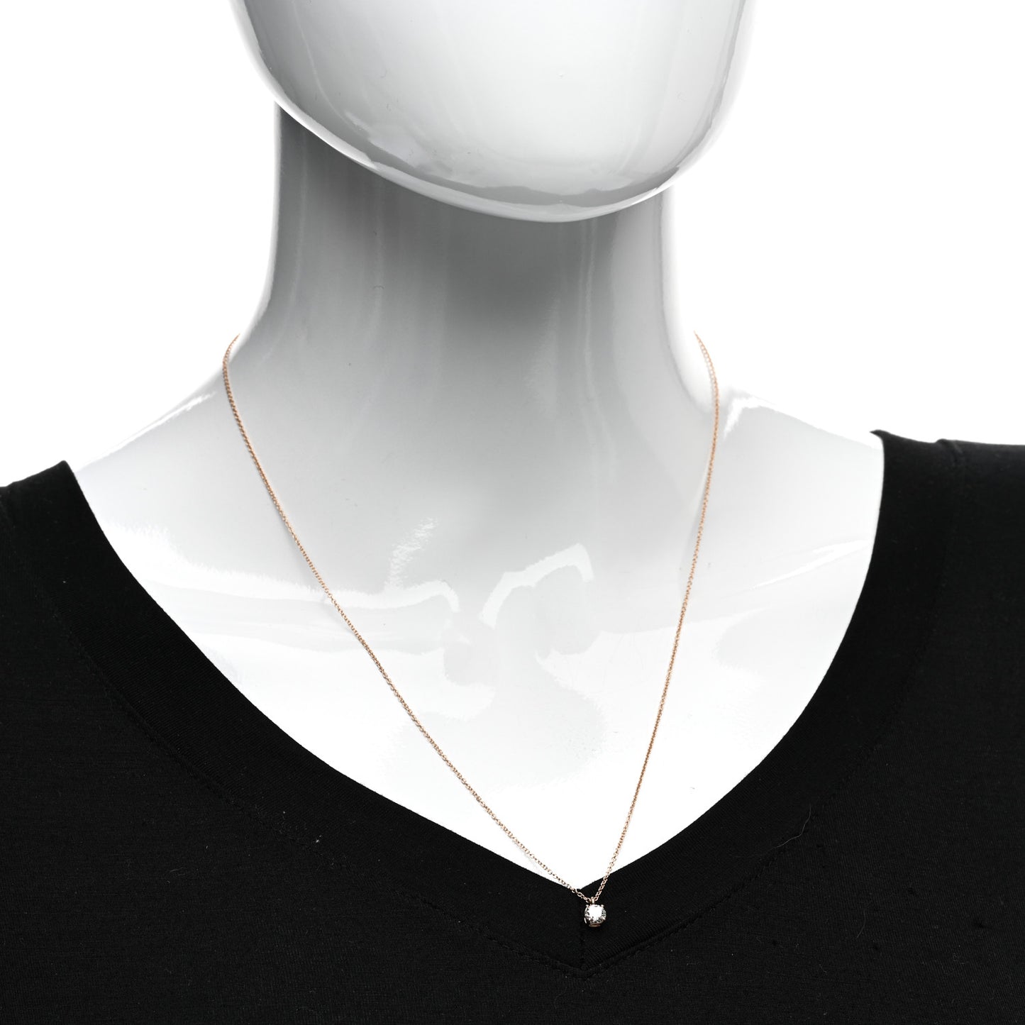 18K Rose Gold Diamond .40ct Solitaire Pendant Necklace