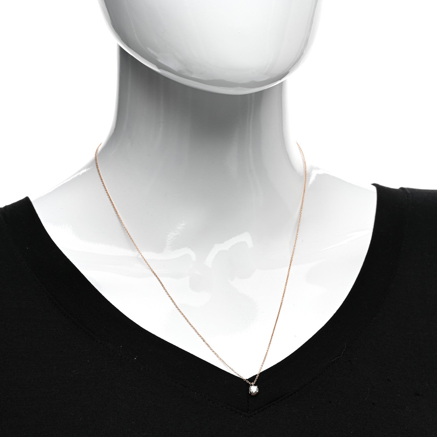 Tiffany 18K Rose Gold Diamond .40ct Solitaire Pendant Necklace 2 of 5