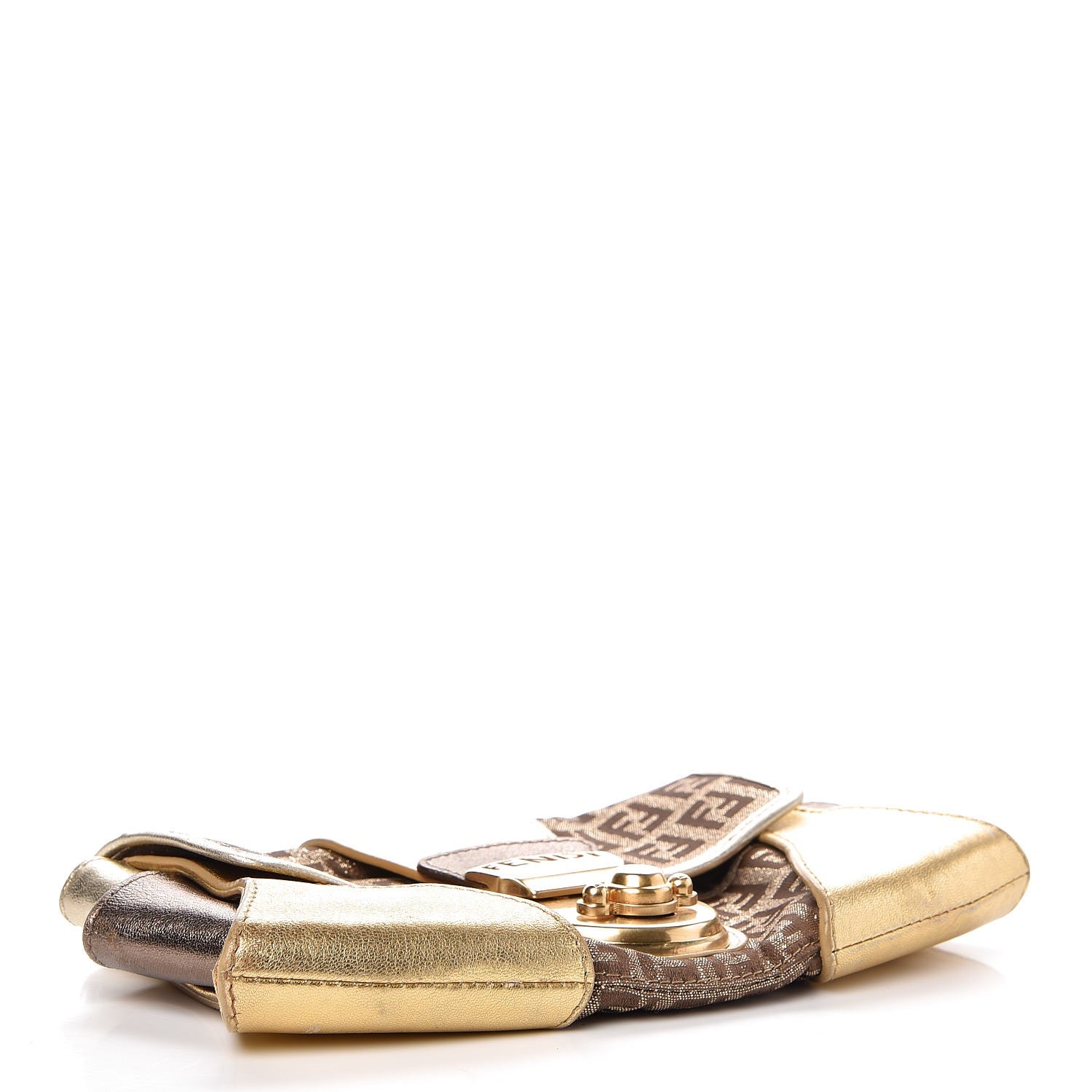 Fendi Metallic Calfskin Zucchino Compilation Pochette Gold 4 of 9