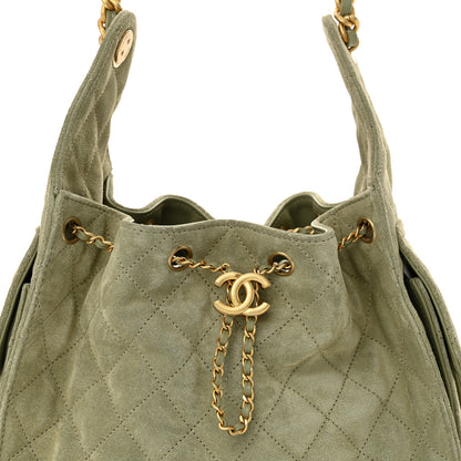 Chanel Suede Quilted Small Chanel 25 Handbag Khaki 8 of 10