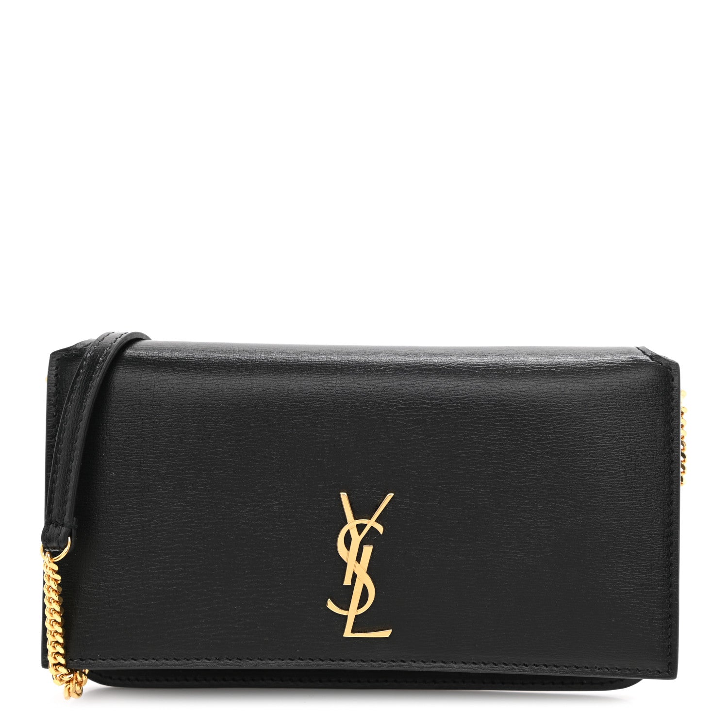 Saint Laurent Smooth Calfskin Monogram Phone Holder Crossbody Black 1 of 16