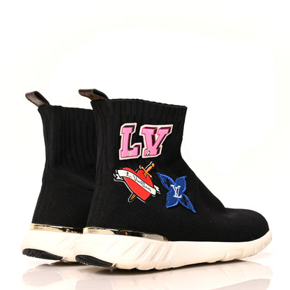 Louis Vuitton Stretch Fabric LV Black Heart Sock Sneaker 37 Black 4 of 8