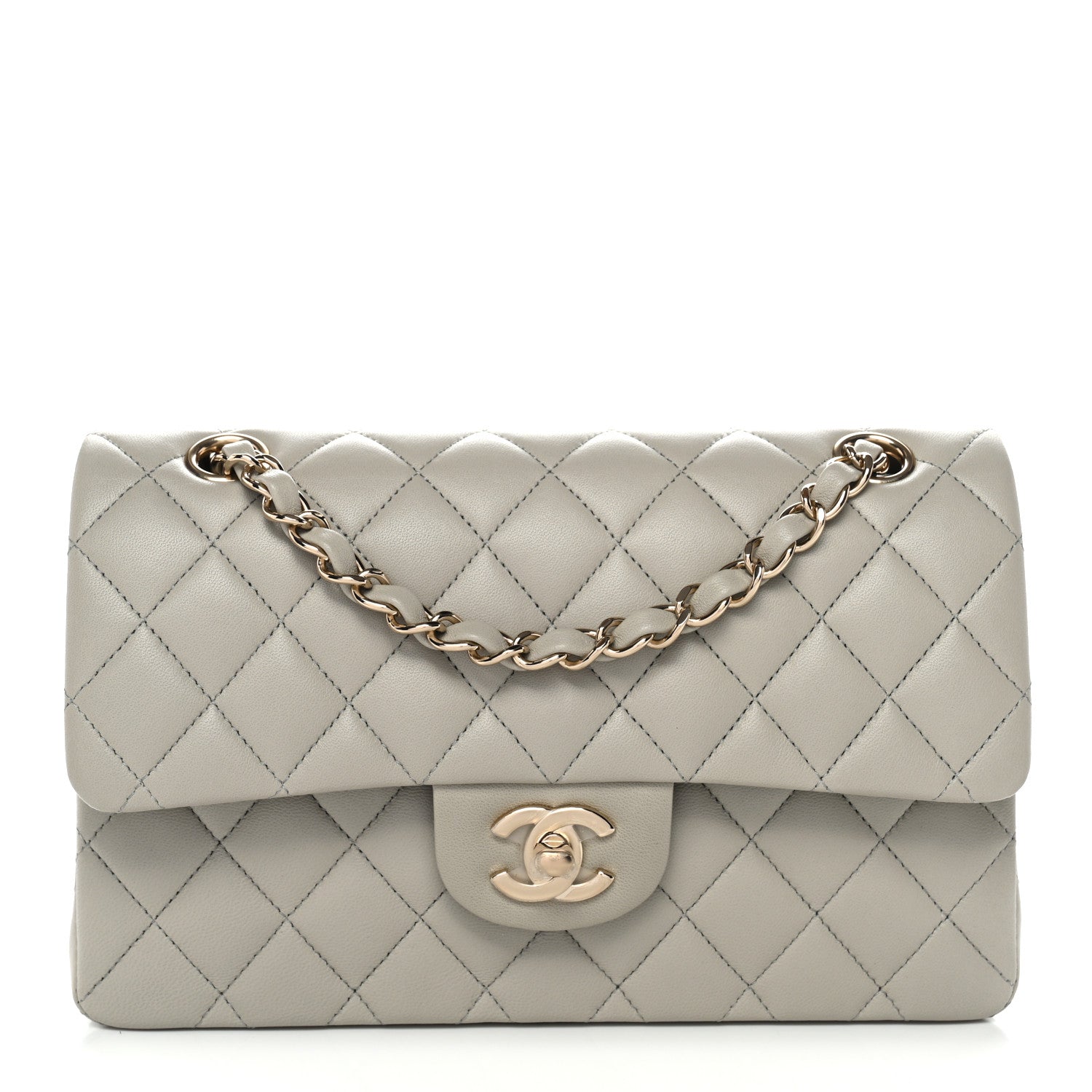 Chanel Lambskin Quilted Small Double Flap Grey 1 of 11