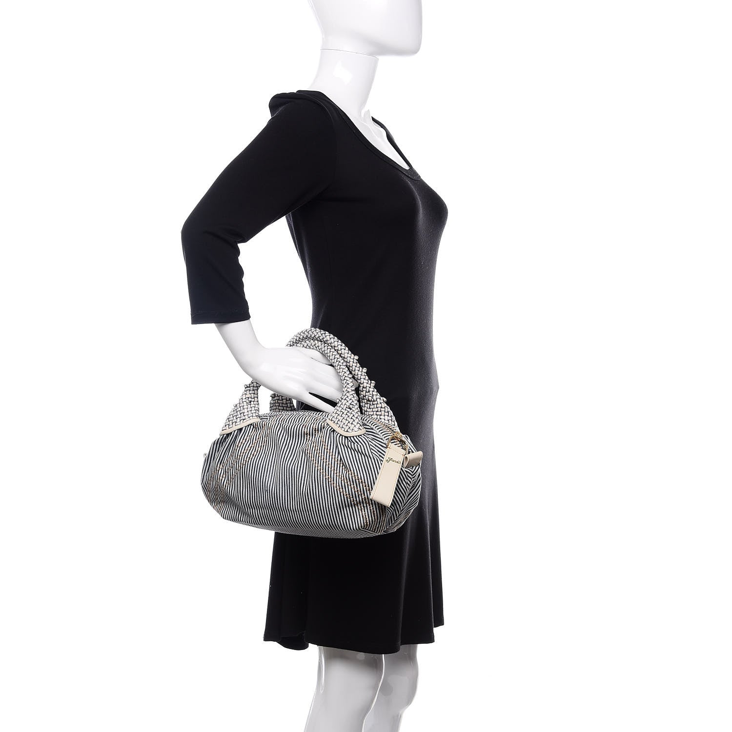 Fendi Denim Striped Spy Bowler Blue 2 of 12
