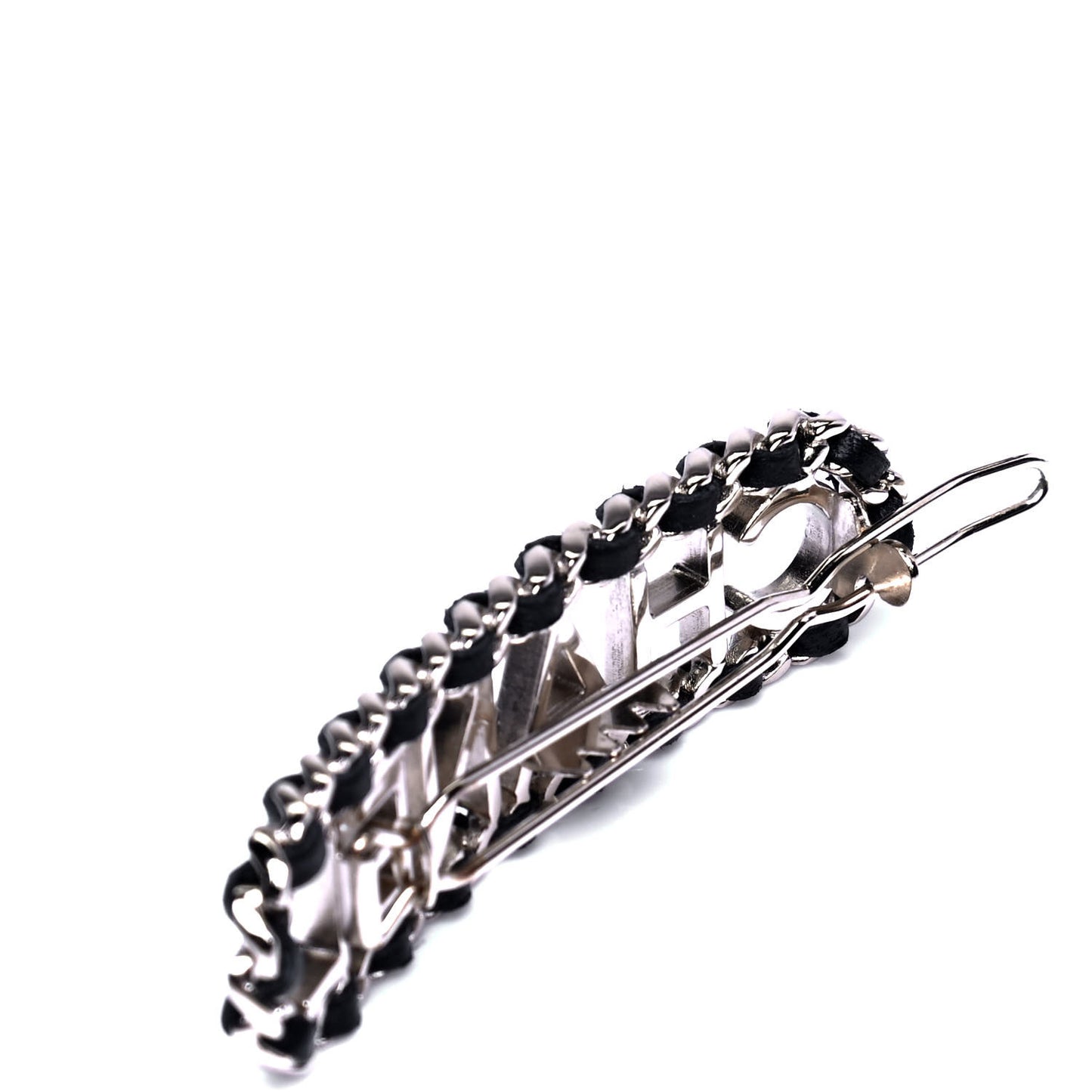 Metal Lambskin Vintage Allure Logo Hair Clip Black Gold