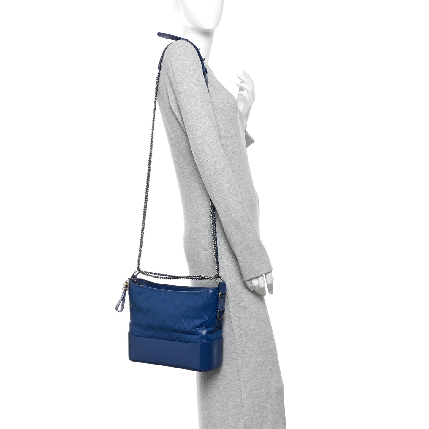 Aged Calfskin Quilted Medium Gabrielle Hobo Blue