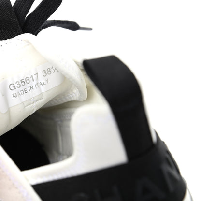 Chanel Velvet Calfskin Mixed Fibers CC Sneakers 38.5 Ivory Black 10 of 11