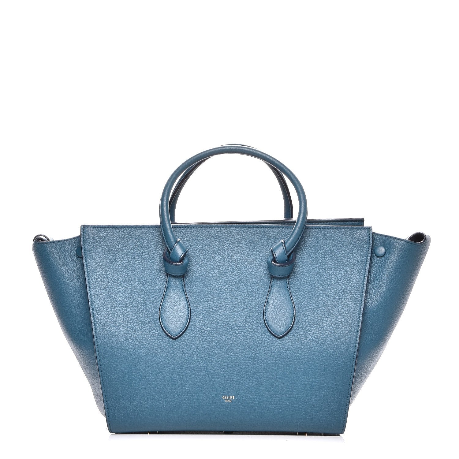 Celine Crisped Calfskin Small Tie Knot Tote Metallic Blue 1 of 9