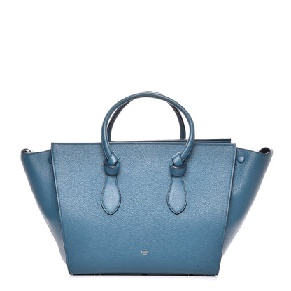 Celine Crisped Calfskin Small Tie Knot Tote Metallic Blue 1 of 9